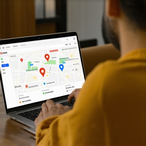 Business owner working on Google My Business profile on laptop