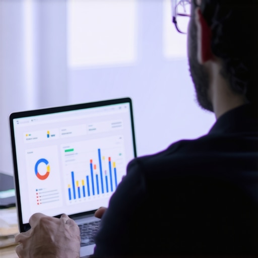 A person analyzing SEO data on a laptop for local map pack rankings.