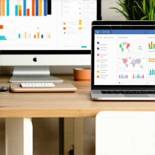 Desk setup with SEO and ranking analysis tools for Google Maps optimization.