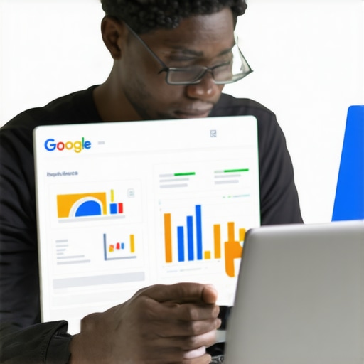 Business owner reviewing GMB insights and engagement data on laptop