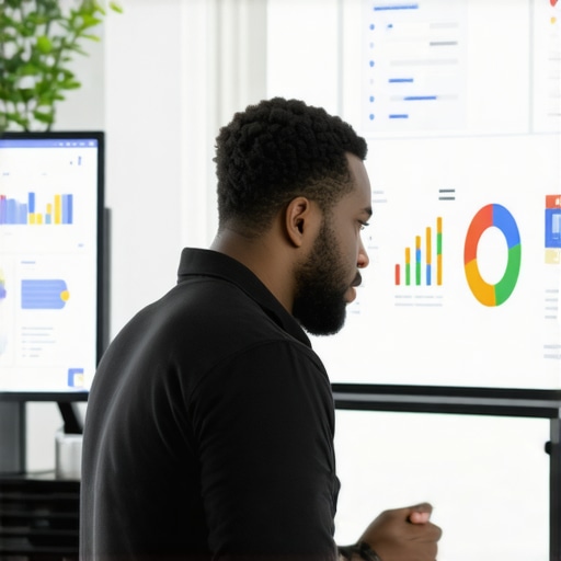 Business owner analyzing Google profile insights and strategies