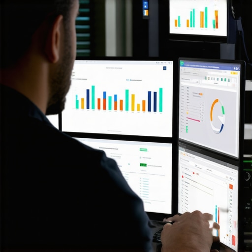 A person using various SEO tools on multiple monitors to manage local map rankings.