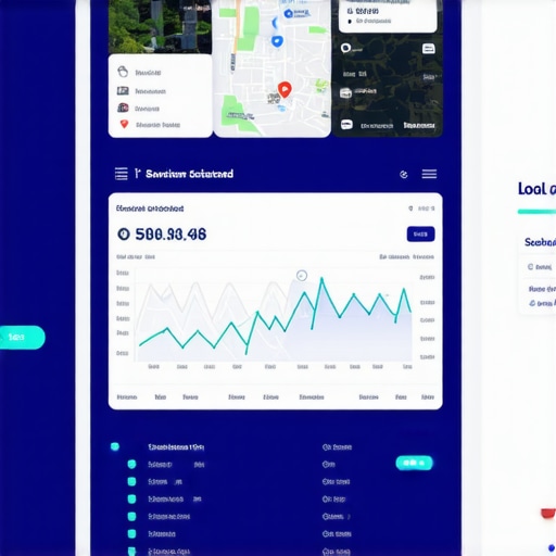 Screenshot of local SEO analytics dashboard with maps and review metrics
