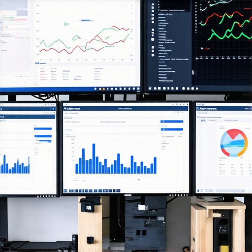 A workspace with screens showing local SEO and signal monitoring tools for map pack optimization.