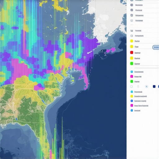 A detailed digital map with overlays indicating signal analysis and data correction layers.