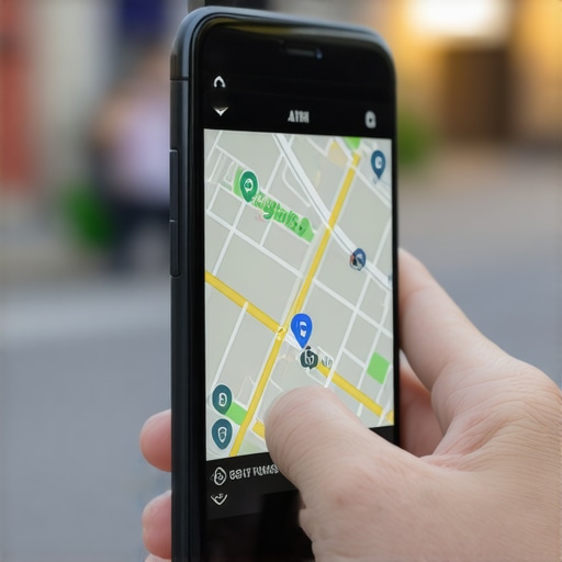 Person applying augmented reality overlays on a smartphone for local map optimization