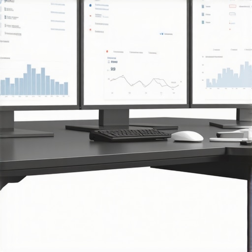 A desk setup with screens showing local SEO tools for ongoing ranking maintenance.